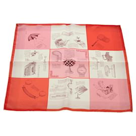 Hermès HERMES Carré 45 Schal "CATALOGUE D'OBJETS" Seide Orange Authentisch am11610M