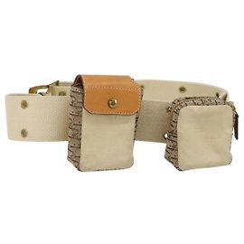 Gürteltasche Christian Dior Trotter Canvas Street Chic Beige Gold Auth bs34856A