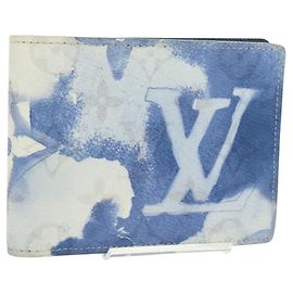 LOUIS VUITTON Portefeuille Multi Ple Watercolor Blue M80458 Auth 178607M