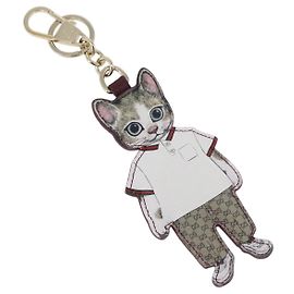 Charm GUCCI GG Supreme Collaborazione Higuchi Yuko PVC Beige Oro Autentico 179773SM
