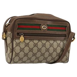 GUCCI GG Supreme Web Sherry Line Tasche PVC Beige Gold 56 02 087 Auth ep14533