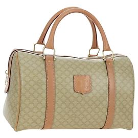 Céline CELINE Macadam Canvas Mini Boston Bag PVC Beige Gold Authentisch am11604V