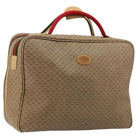 Borsa Boston GUCCI Micro GG Supreme Web Sherry Line in PVC Beige Oro Auth 178224