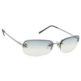 CHANEL COCO Mark Sunglasses metal Silver CC Auth 185051V  display picture 1