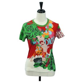 T-shirt Christian Dior en coton multicolore Auth 179653M