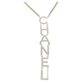 Collana con logo CHANEL in metallo Champagne Gold CC Auth 178801SM - Chanel