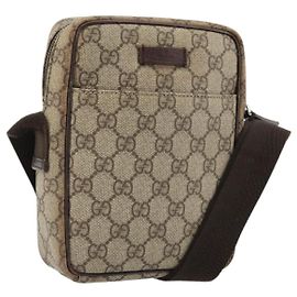 Sac à bandoulière GUCCI GG Supreme en PVC Beige Argent 122754 Auth hk3711