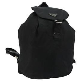 Zaino PRADA Nylon Argento Nero Auth bs34742