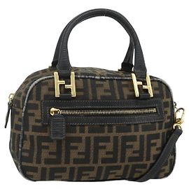 Borsa a mano FENDI Zucca Canvas 2way Nero Marrone Auth mr2513