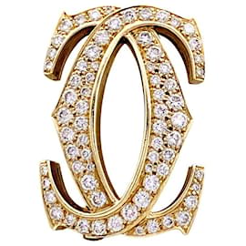 Cartier Brosche, "Double C", Gelbgold, Diamanten.