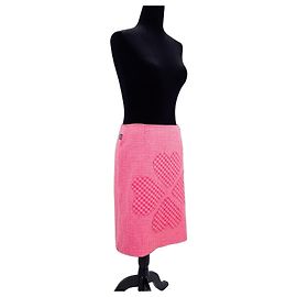 Falda Midi Moschino Jeans Rosa Pata de Gallo con Corazones