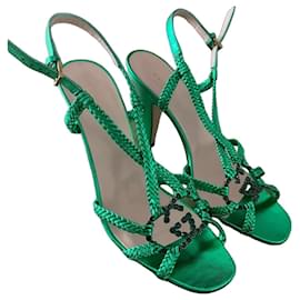 Gucci Green Leather High Heel Sandals Size 39