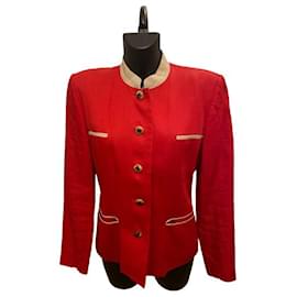 Hermès Red Linen Jacket with Mao Collar
