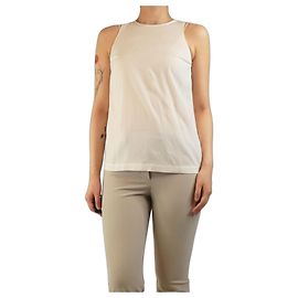 Brunello Cucinelli Blusa blanca con cuello monili - talla S