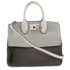 Bolsa de mão em couro cinza Salvatore Ferragamo