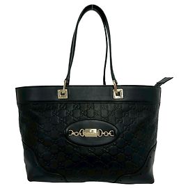 Borsa a mano in pelle nera Gucci Guccissima