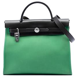 Hermès Herbag Zip 31 in tela militare verde e pelle vachette Hunter