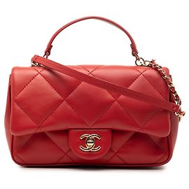 Chanel Red Small Lambskin Easy Carry Flap