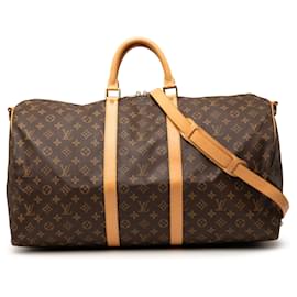 Louis Vuitton Marrone Monogram Keepall Bandouliere 55