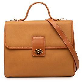 Borsa Gucci con manico superiore in pelle di vitello marrone e chiusura a scatto