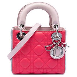 Lady Dior Mini Cannage in agnello tricolore rosa Dior