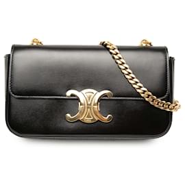 Borsa a tracolla Claude in pelle di vitello lucida nera Celine - Céline