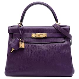 Hermès Purple Taurillon Clemence Kelly II Retourne 28
