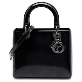 Lady Dior in vernice nero, misura Medium