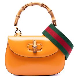 Borsa Gucci Orange Small Calfskin Web Bamboo 1947 in pelle di vitello