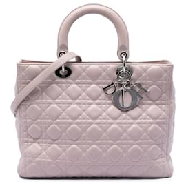 Lady Dior in agnello cannage rosa, grande