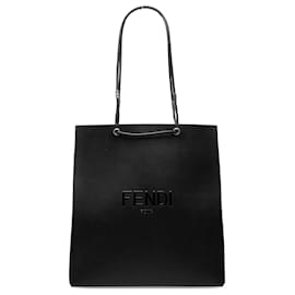 Borsa Fendi Black Medium Leather Pack Shopping Satchel