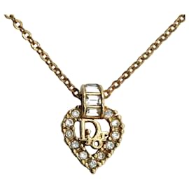 Collana con pendente a cuore in strass placcato oro Dior Gold