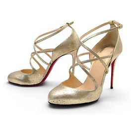 NEUE CHRISTIAN LOUBOUTIN HOLLY 36.5 GOLDENE LEDER-PUMPS