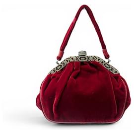 NUOVO CLUTCH RALPH LAUREN MINAUDIERE BORSA IN VENDUTO DI VELLUTO ROSSO - Ralph Lauren