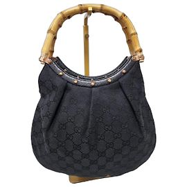 Gucci Borsa Hobo Bamboo Canvas Nera
