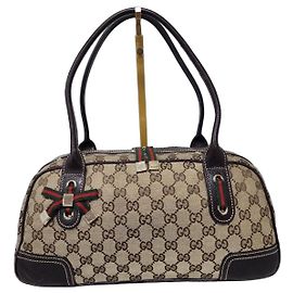 Gucci Princy Monogram Kleine Schultertasche Braun Beige