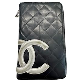 Cartera larga para mujer Chanel Cambon en piel negra