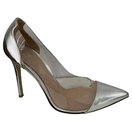 Gianvito Rossi Décolleté Plexi in pelle argento