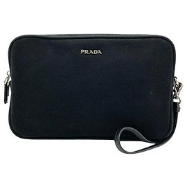 Prada Black Canvas Handbag/Pouch