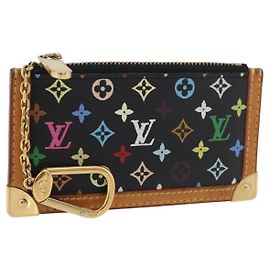 LOUIS VUITTON Monogram Multicolor Pochette Cles Monedero Negro M13664 Auth BA12619A