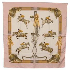 Hermès Foulard HERMES Carre 90 ""JUNPING"" Seta Rosa Autentico hk3781V
