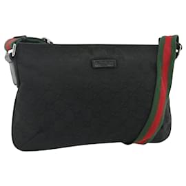 Borsa a Spalla GUCCI Web Sherry Line GG Canvas Nero Rosso Verde 189749 Auth 179252