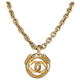 CHANEL COCO Mark Halskette aus Metall Gold CC Authentisch 178394M