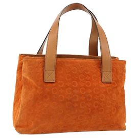Céline Borsa CELINE C Macadam in tela e scamosciato Arancione Oro Autentica ep14550