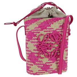 Borsa a tracolla LOEWE Anagram in rafia rosa Auth 178517SAM