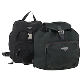 Zaino PRADA Nylon 2 Set Black Khaki Auth bs34889
