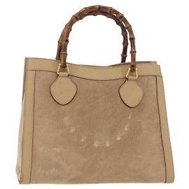 Borsa a Mano GUCCI Bamboo Scamosa Beige Oro 002.0260 Auth ep14510