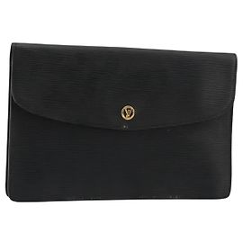 LOUIS VUITTON Epi Montaigne 27 Clutch Bag Black M52652 LV Auth 179016