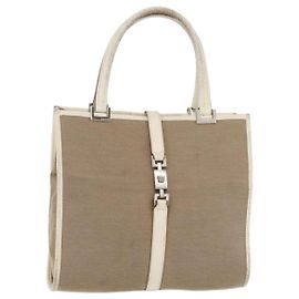 Borsa GUCCI Jackie in tela beige argento 002 1065 Auth ti3929A