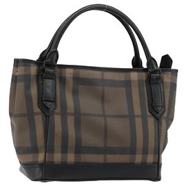BURBERRY Nova Check Tote Bag PVC Beige Auth ep14617